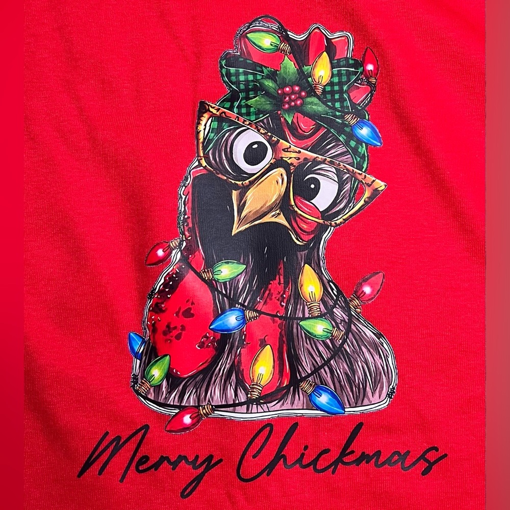 NEW Christmas Chicken Shirt, Women’s Sz. 2XL cute, gift, funny, lights, holiday
